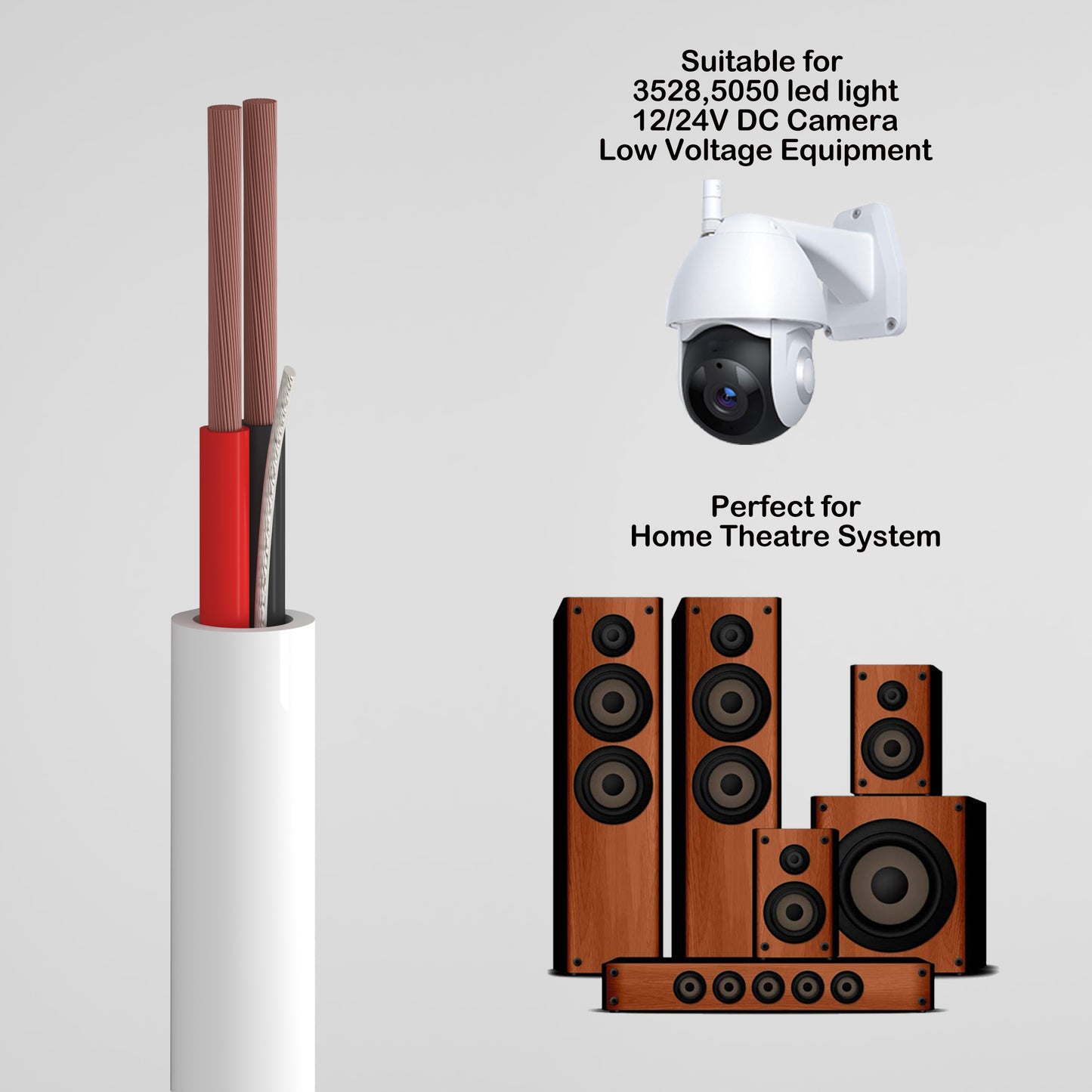 In Wall Speaker wire 2 cores 16AWG Copper Clad Aluminum CCA for home theater 500ft CL2/CL3 Rated Jacket