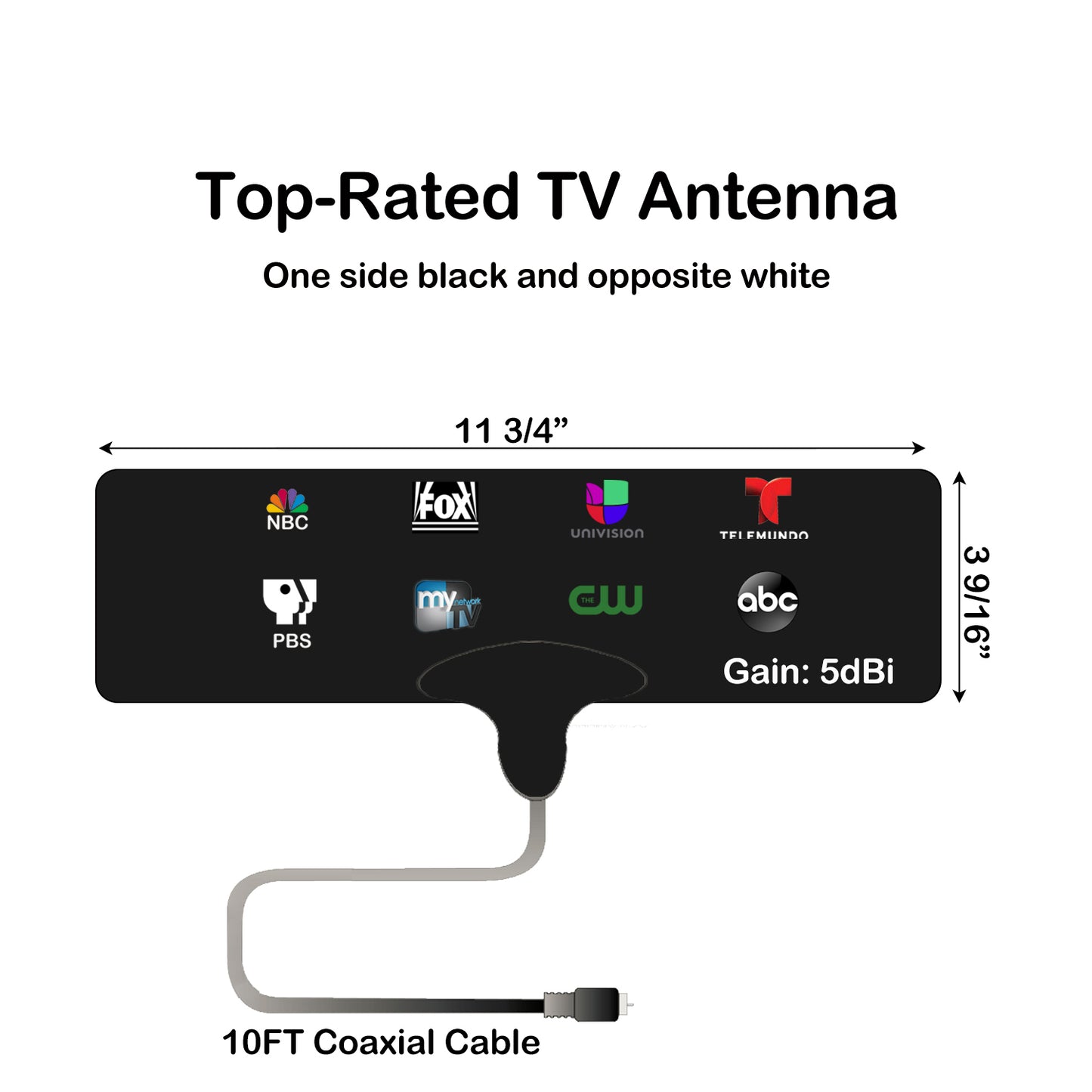 Indoor TV Antanna Digital HDTV 1080P 4K with Amplifier Gain 5dB 10ft coaxial cable free local channels