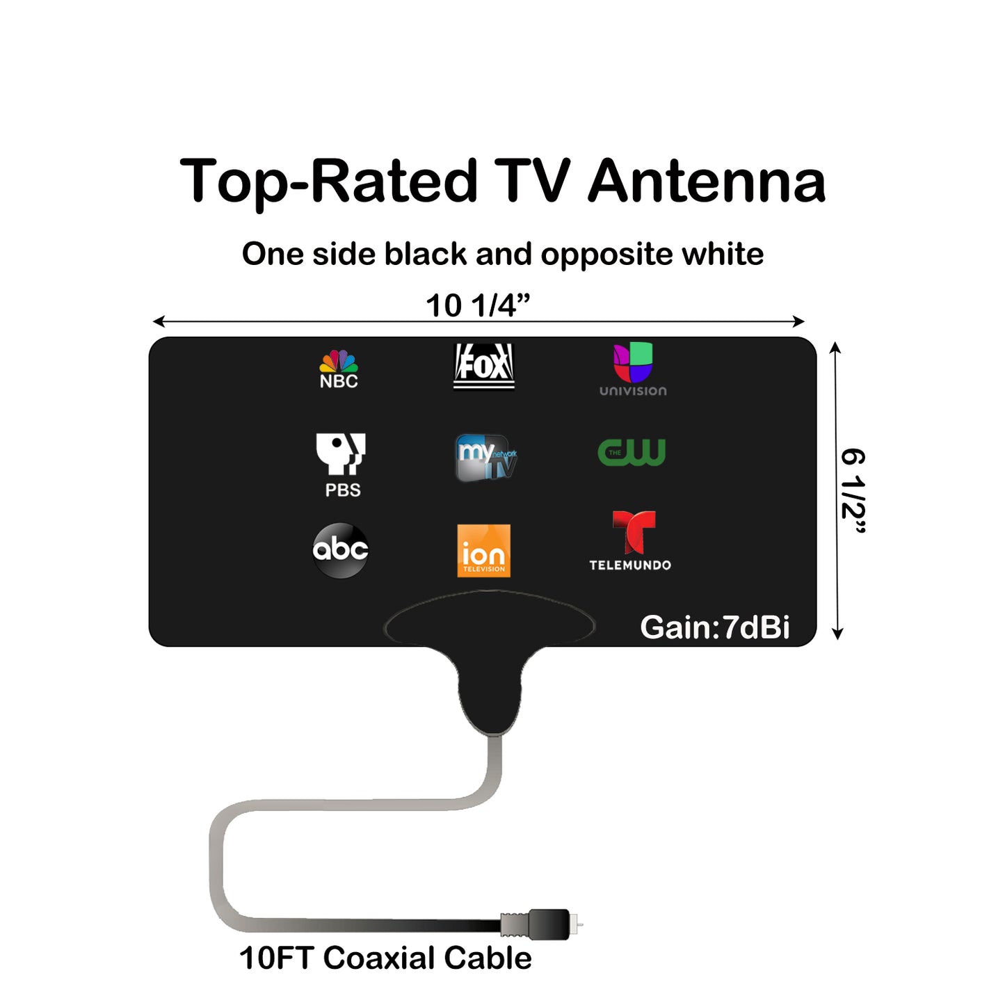 Indoor TV Antanna Digital HDTV 1080P 4K with Amplifier Gain 7dB 10ft coaxial cable free local channels