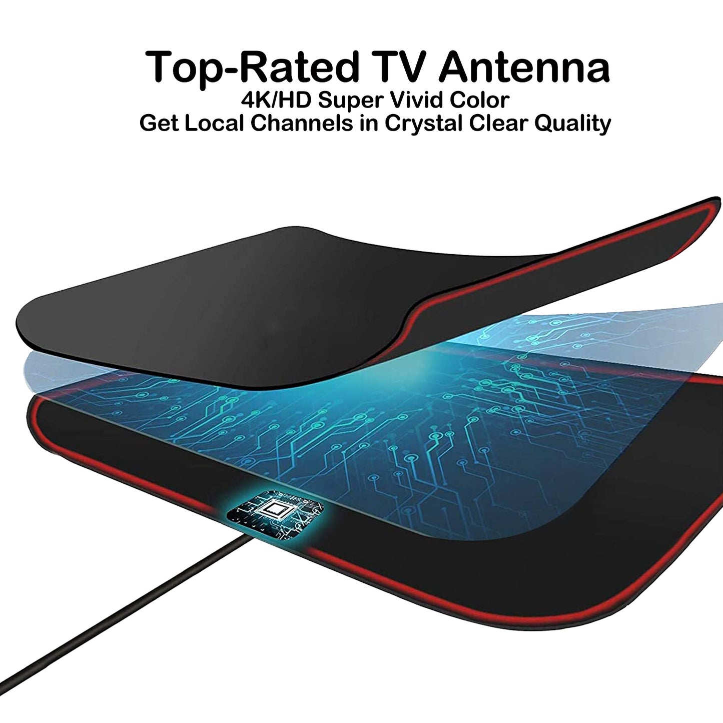 Indoor TV Antanna Digital HDTV 1080P 4K with Amplifier Gain 5dB 10ft coaxial cable free local channels