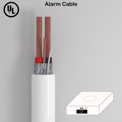 Alarm Security Cable 2cores 22AWG Strand Bare Copper Al-foil shield and Ground UL CL2/3 Rated 500ft white color