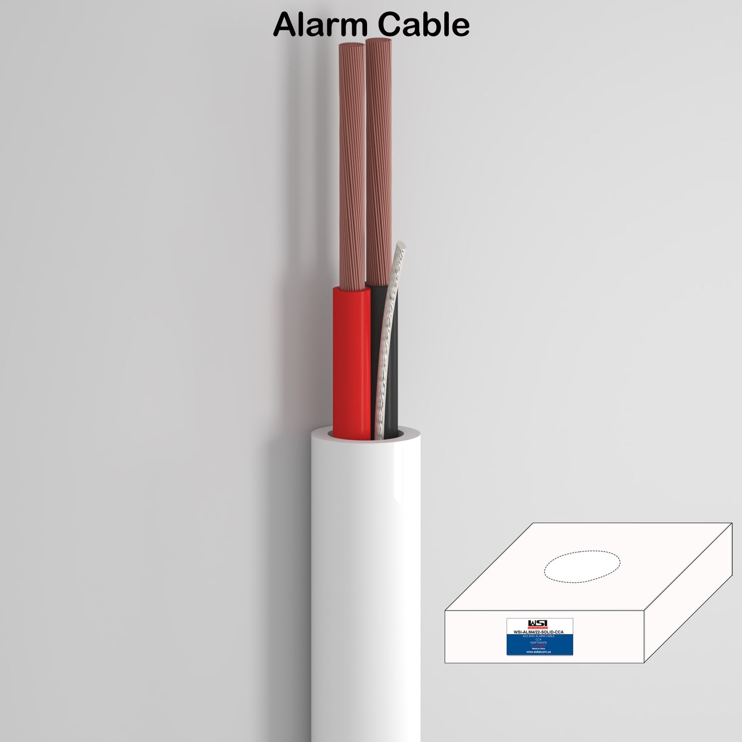 Alarm Security Cable 2cores 22AWG Strand CCA CL2/3 Rated 500ft white color