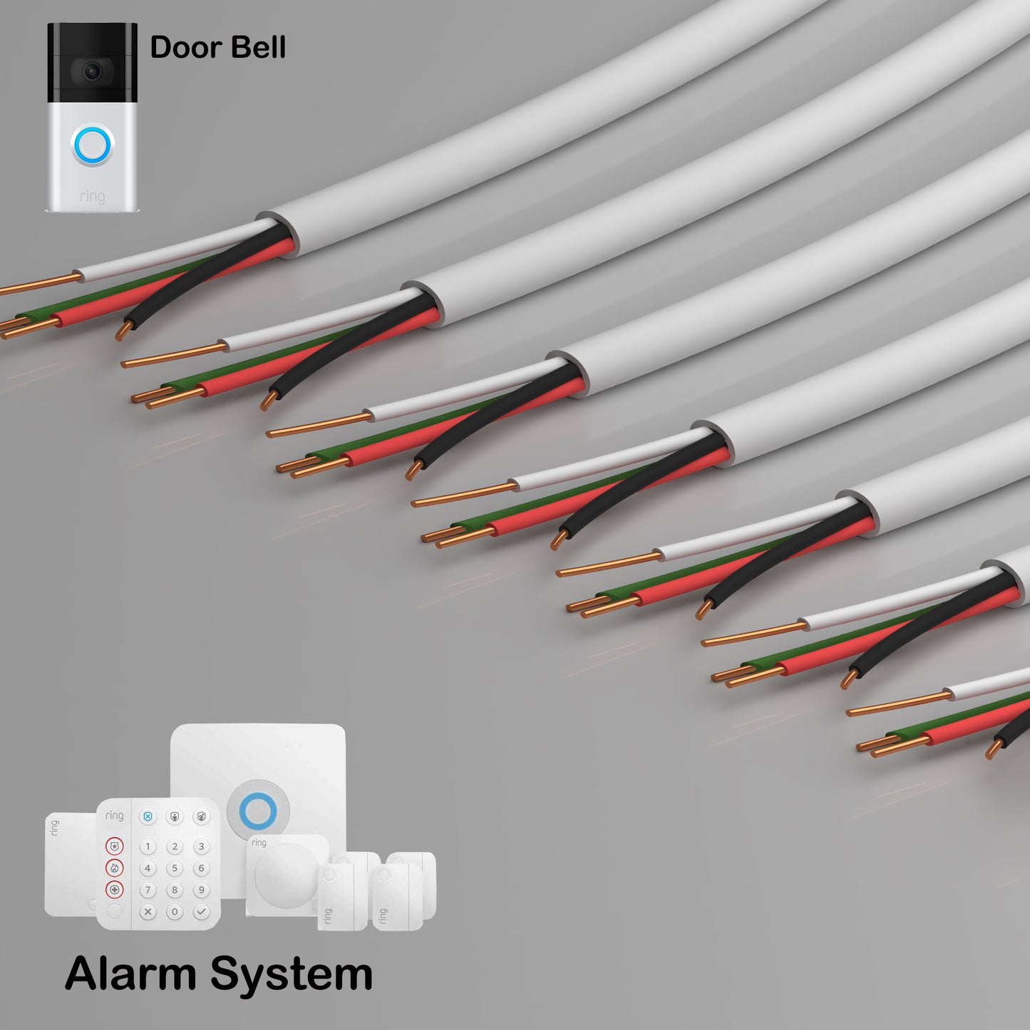 Alarm Security Cable 4cores 22AWG Solid CCA CL2/3 Rated 500ft white color