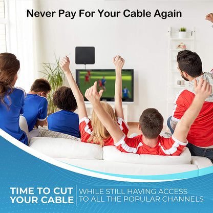 Indoor TV Antanna Digital HDTV 1080P 4K with Amplifier Gain 7dB 10ft coaxial cable free local channels