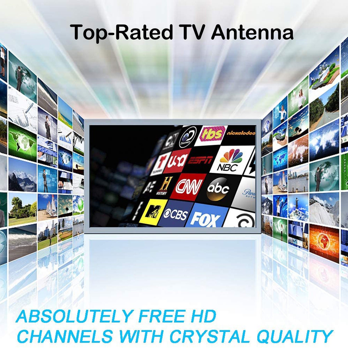 Indoor TV Antanna Digital HDTV 1080P 4K with Amplifier Gain 5dB 10ft coaxial cable free local channels